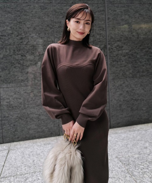 「anuans」 ニットワンピース FREE ベージュ レディース_画像5