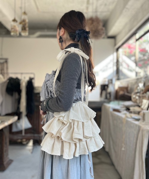 m.soeur（エムスール） ショルダーバッグ バッグ リネンウールのフリル 
