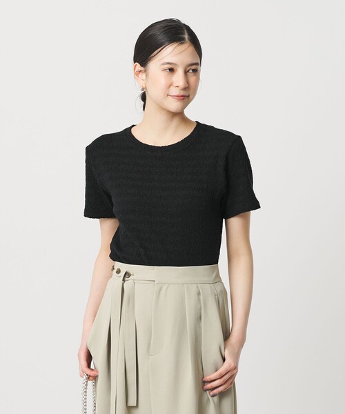 【WHITE】<ASTRAET>ドット ジャガード ショートスリーブシャツ ジャガード ショートスリーブ シャツ