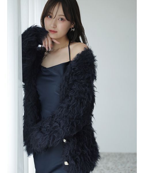 「SNIDEL」 ニットカーディガン F ネイビー レディースの画像
