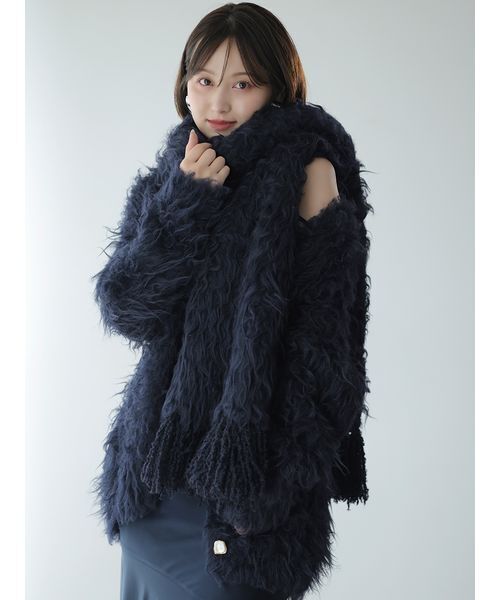 「SNIDEL」 ニットカーディガン F ネイビー レディースの画像