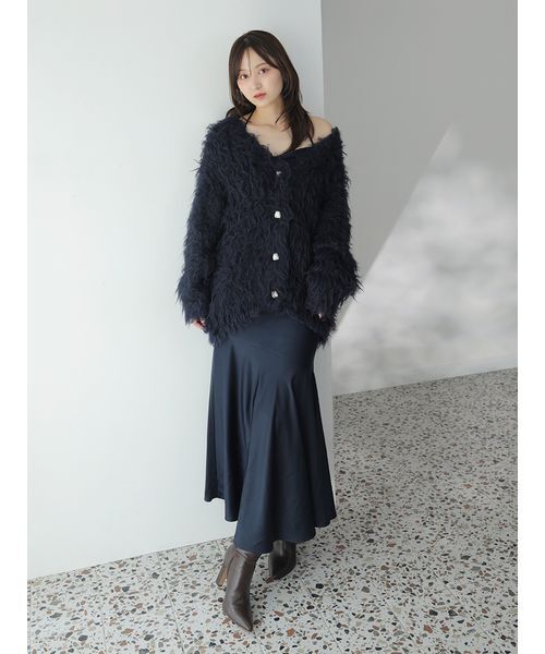 「SNIDEL」 ニットカーディガン F ネイビー レディースの画像