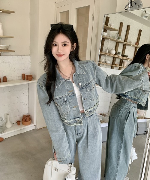 FAVORITO セットアップ デニムジャケットワイドパンツセットアップ FAVORITO セットアップ デニムジャケットワイドパンツセットアップ