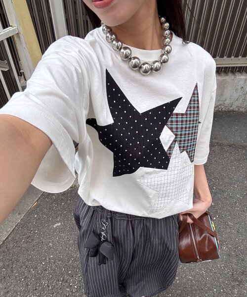 CIAOPANIC（チャオパニック） tシャツ 半袖 スターパッチワークTee