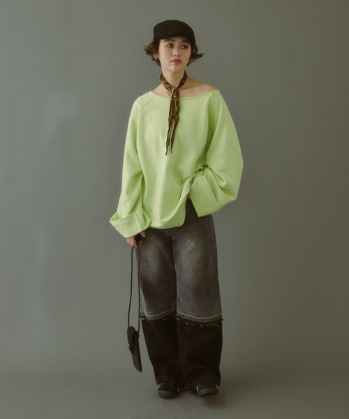 「MIRROR STOKE」 スウェットカットソー MEDIUM アイボリー レディース_画像6