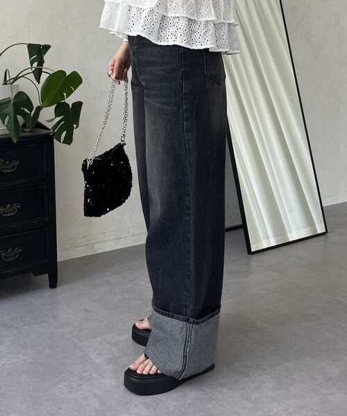 「prose verse」 デニムパンツ LARGE ブラック レディース_画像2