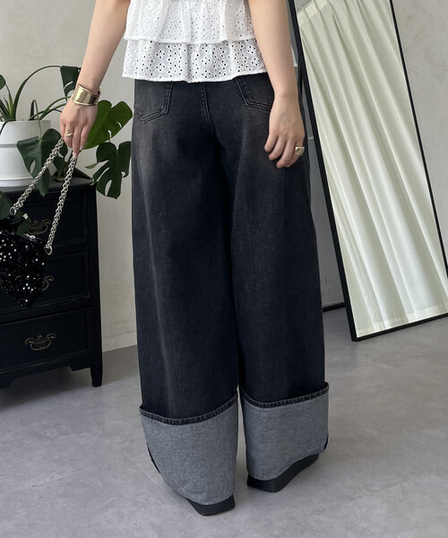 「prose verse」 デニムパンツ LARGE ブラック レディース_画像3