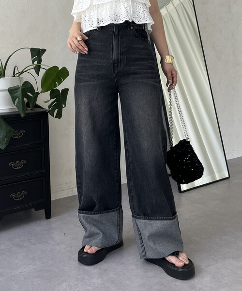 「prose verse」 デニムパンツ LARGE ブラック レディース_画像6