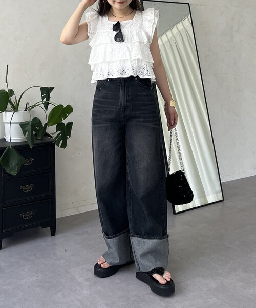 「prose verse」 デニムパンツ LARGE ブラック レディース_画像8