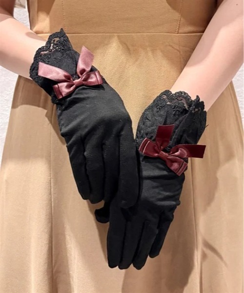 フリル付きキルティングスカートと手袋セット 手袋は新品 axes femme（アクシーズ ファム） 手袋 レースフリルUVショート手袋