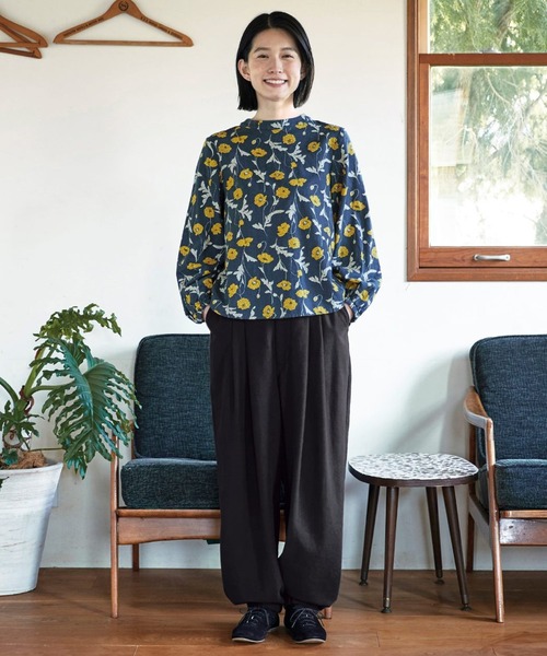 「Sunny clouds」 長袖ブラウス MEDIUM イエロー×ブラック レディース_画像2