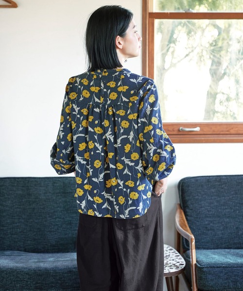 「Sunny clouds」 長袖ブラウス MEDIUM イエロー×ブラック レディース_画像4