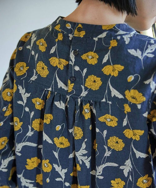 「Sunny clouds」 長袖ブラウス MEDIUM イエロー×ブラック レディース_画像8
