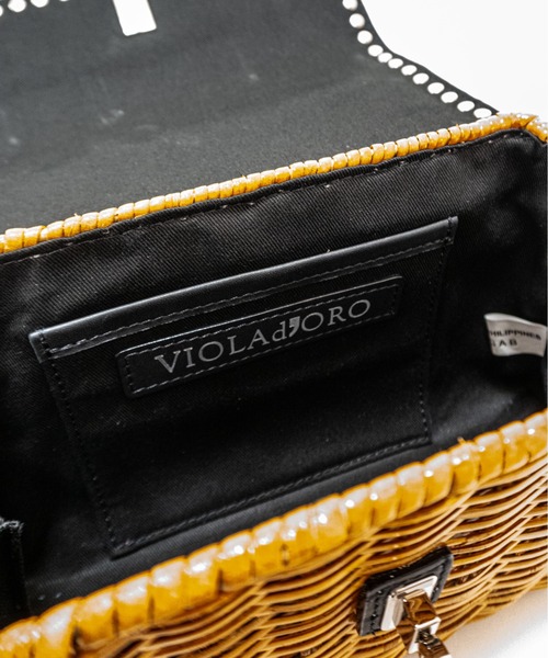 かごバッグ カゴバッグ 「VIOLAd'ORO/ヴィオラドーロ」スタッズ付きスプリットラタン　2WAYトップハンドルバッグ　かごバッグの画像