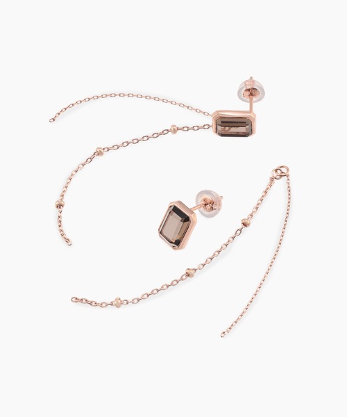 ピアス K10PG スモーキークォーツ ピアス レディースの画像