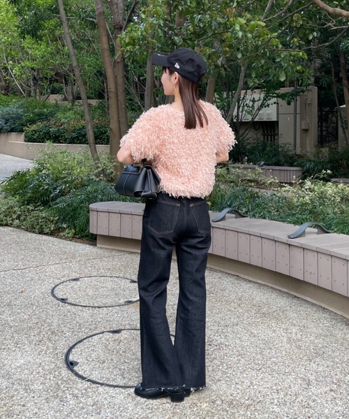 「hinari」 ブーツカットデニムパンツ FREE ネイビー レディース_画像8