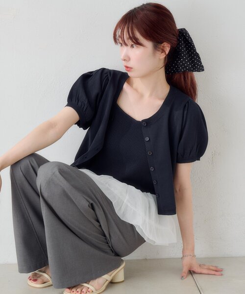 tシャツ 「ドット＆無地」バレリーナチュールSET レディースの画像