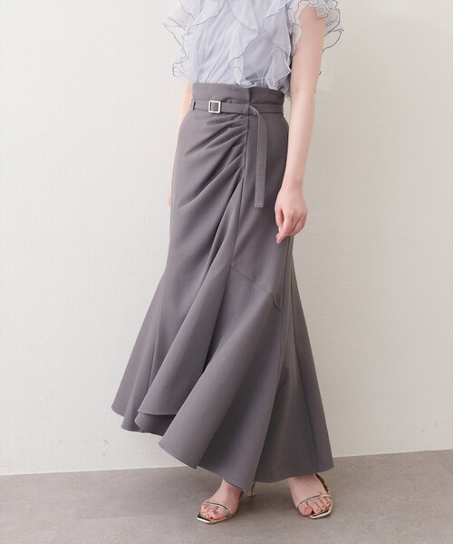 TODAYFUL ドレープデザイン ロングスカート グレー natural couture ロング スカート 「mizukoto」ドレープデザイン