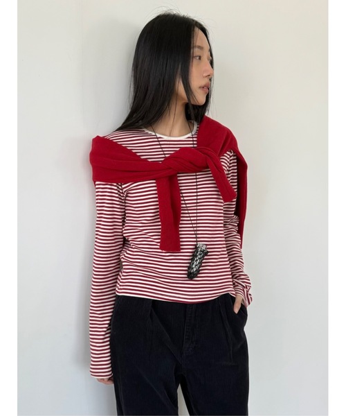 「Didot.showroom」 長袖カットソー FREE レッド レディース_画像2
