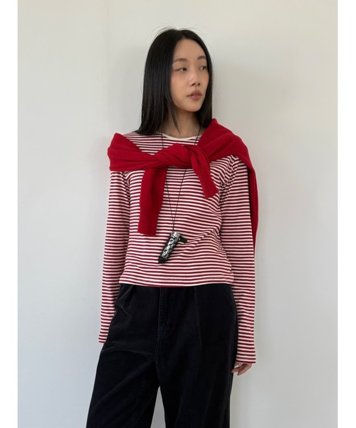 「Didot.showroom」 長袖カットソー FREE レッド レディース_画像6