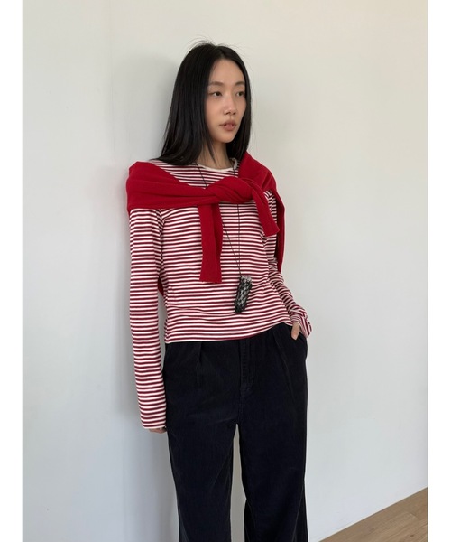「Didot.showroom」 長袖カットソー FREE レッド レディース_画像7