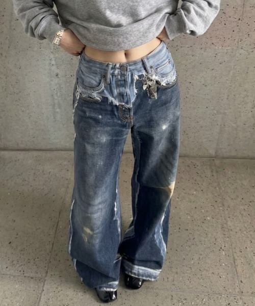 AVYL ワイドパンツ ジーンズ デニム デニムパンツ リメイク風 