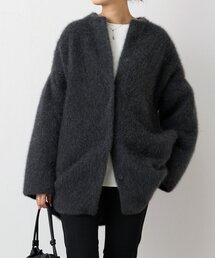 24AW美品BEARDSLEY 洗えるニットコート カーディガン　ブラック BEARDSLEY（ビアズリー） コート アウター ファーニットコート