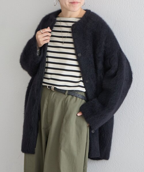 24AW美品BEARDSLEY 洗えるニットコート カーディガン　ブラック BEARDSLEY（ビアズリー） コート アウター 「9/17(木)12:00新色予約