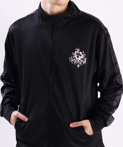 「Ed Hardy」 ジャージブルゾン 4L ブラック メンズ_画像2