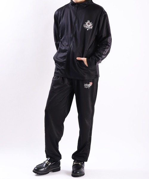 「Ed Hardy」 ジャージブルゾン 4L ブラック メンズ_画像4
