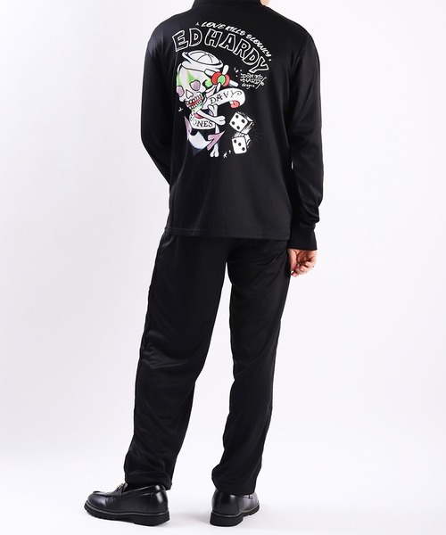 「Ed Hardy」 ジャージブルゾン 4L ブラック メンズ_画像6