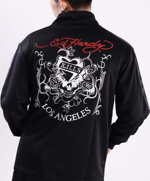 「Ed Hardy」 ジャージブルゾン 4L ブラック メンズ_画像9