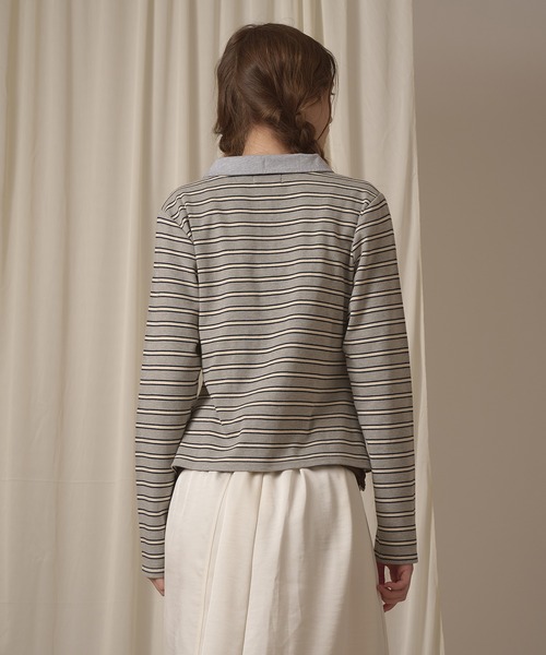 hazyl tシャツ long sleeve gather polo T-shirt / ロングスリーブ 