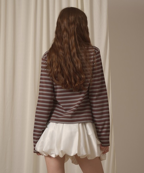 hazyl tシャツ long sleeve gather polo T-shirt / ロングスリーブ 