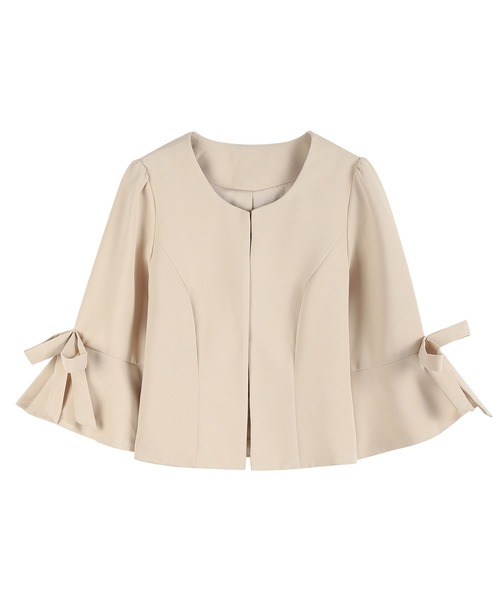 DRESS+ カーディガン ボレロ ショートジャケット ノーカーラー