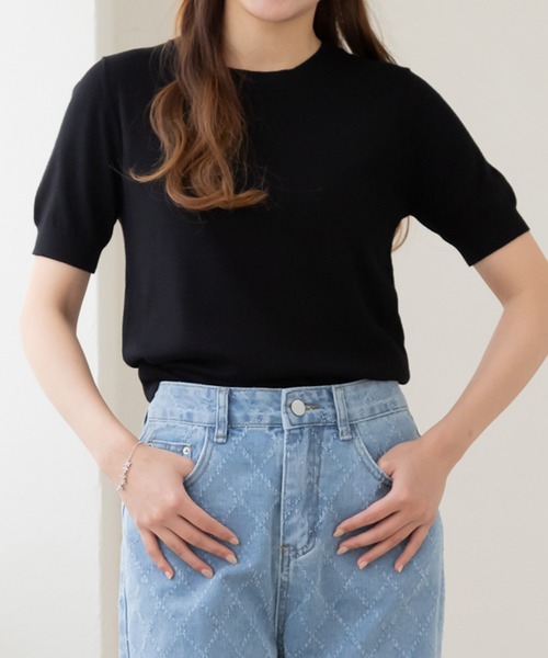 「SHIPS」 半袖ニット ONE SIZE ブラック レディース SHIPS:ニット/セーター / ONE SIZE / ブラック | SHIPS CYCLE