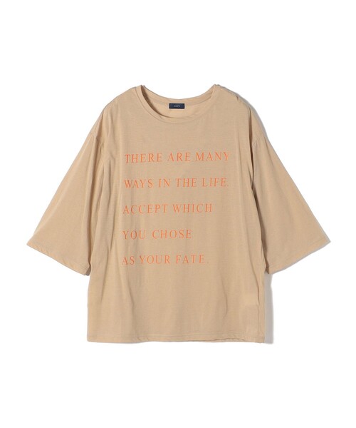 tシャツ NECK LOGO PRINT TEE レディース SHIPS tシャツ Tシャツ シアー ロゴ プリント 7分袖 TEE