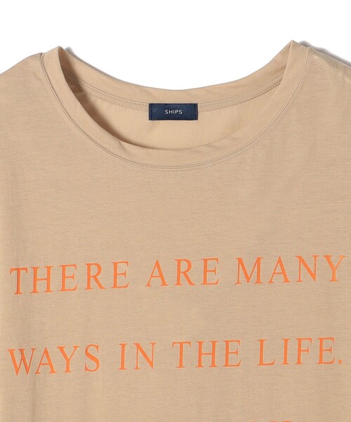 tシャツ NECK LOGO PRINT TEE レディース SHIPS tシャツ Tシャツ シアー ロゴ プリント 7分袖 TEE