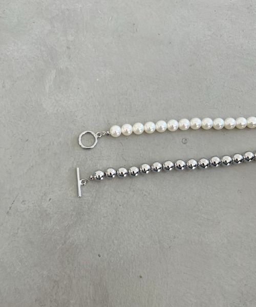un+frame ネックレス pearl mix ball chain necklace／パールMIX
