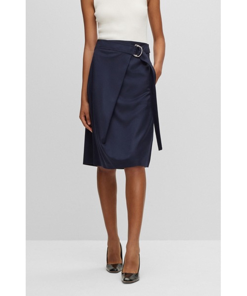 BOSS（HUGO BOSS） スカート ストレッチウールフランネル Aライン 