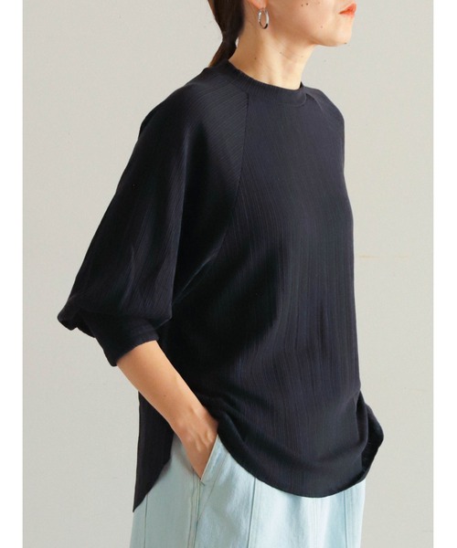 tシャツ ポリエステルランダムリブ　ボリューム袖P/O レディース FIL DE FER tシャツ ポリエステルランダムリブ ボリューム袖P/O