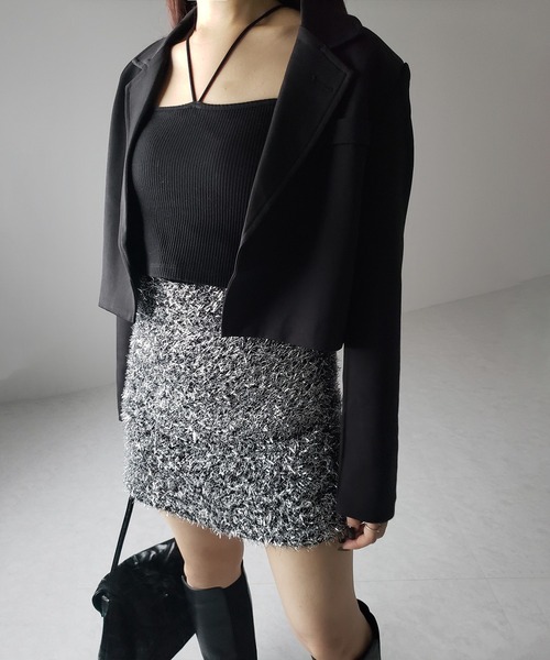 me+em select（ミームセレクト） スカート 「 インパン裏地付 」ラメ