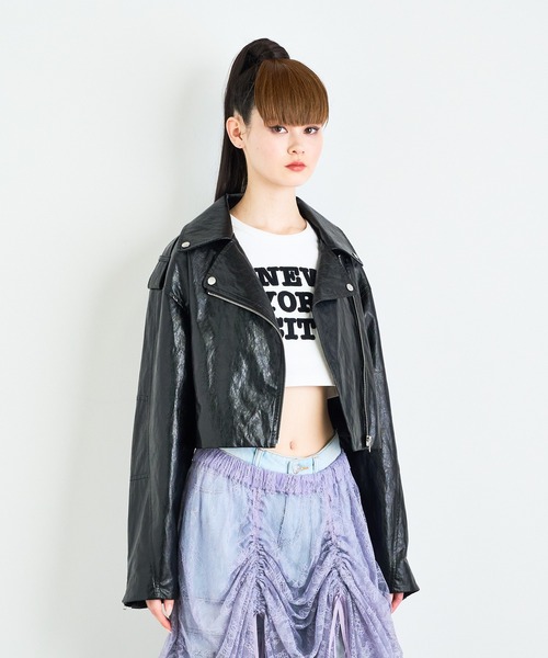 レザージャケット ライダース ANNA SUI NYC RETROフェイクレザー