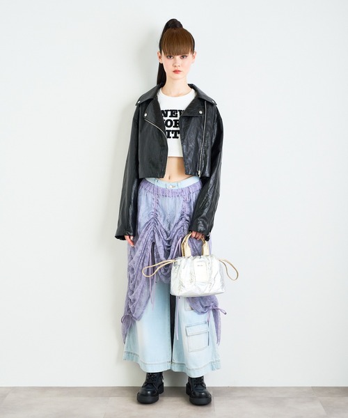 レザージャケット ライダース ANNA SUI NYC RETROフェイクレザー