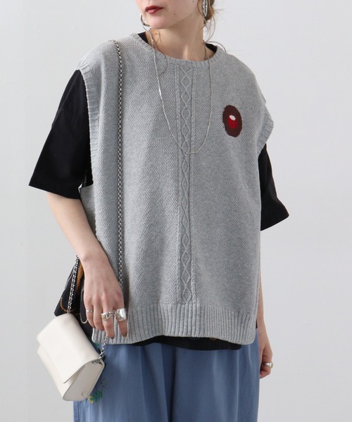 ベスト ジレ EMAGO えんぴつジャガードベスト レディース Emago ベスト ジレ EMAGO えんぴつジャガードベスト レディース