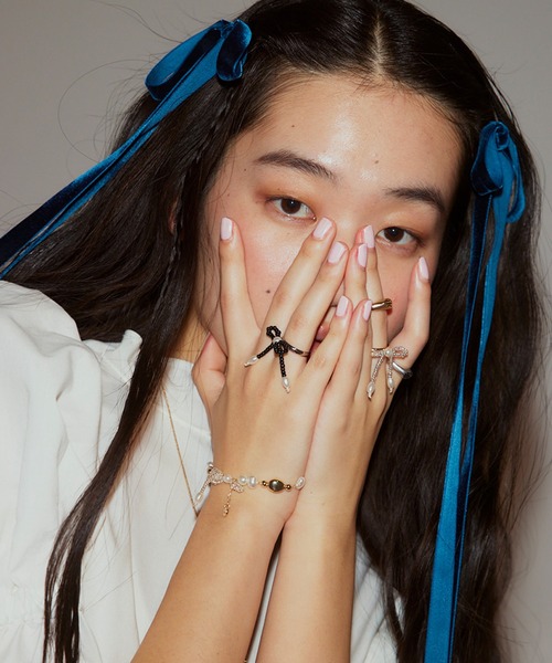 ANU 指輪 リング ribbon beads ring - リボンビーズリング