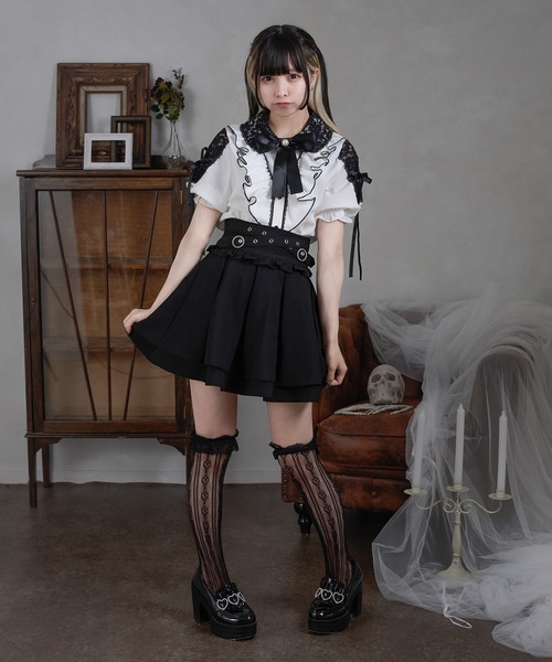 ブラウス シャツ ワンポイントレースフリルブラウス レディース ワンポイントレースフリルブラウス | Rlab store