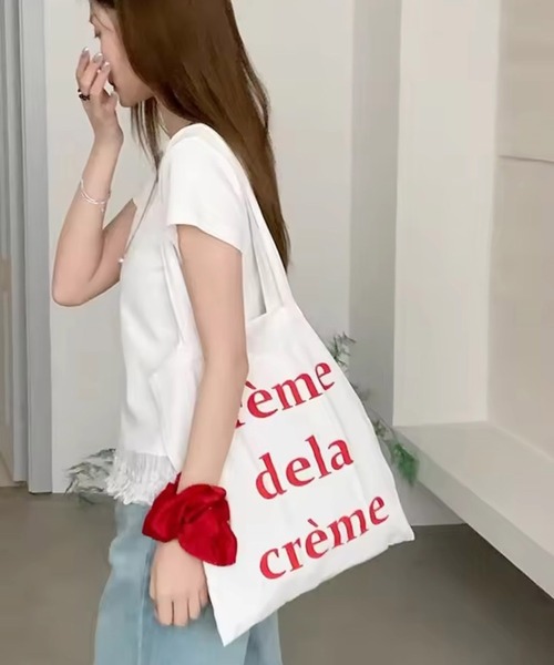 PRESTAGE DUNPHY トートバッグ クリーム色 赤文字 PRESTAGE DUNPHY トートバッグ クリーム色 赤文字 新しい