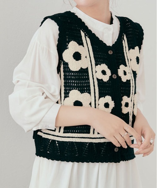 ベスト ジレ クロシェ編み ニット レディース : ZOZOTOWN Yahoo!店