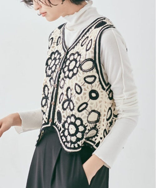 ベスト/ジレ i_am mix pattern fringe knit bustier I_am（アイアム）の「mix pattern fringe knit bustier / ミックス